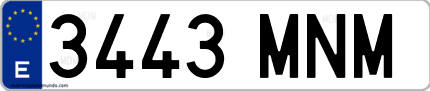Ejemplo de matrícula de coche ordinaria 3443 MNM