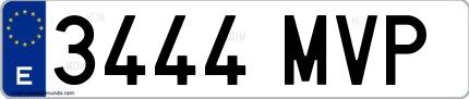 Ejemplo de matrícula española 3444 MVP