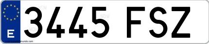 Ejemplo de matrícula española 3445 FSZ