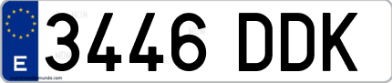 Ejemplo de matrícula de coche ordinaria 3446 DDK