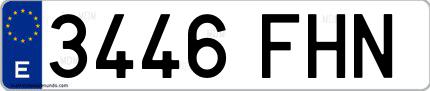 Ejemplo de matrícula española 3446 FHN