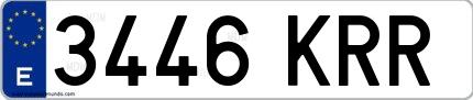 Ejemplo de matrícula española 3446 KRR