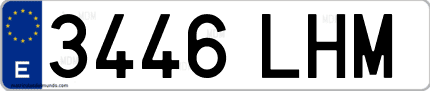 Ejemplo de matrícula de coche ordinaria 3446 LHM