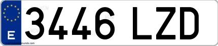 Ejemplo de matrícula española 3446 LZD
