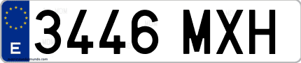 Ejemplo de matrícula de coche ordinaria 3446 MXH