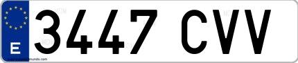 Ejemplo de matrícula de coche ordinaria 3447 CVV