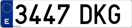 Ejemplo de matrícula española 3447 DKG
