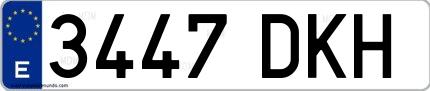 Ejemplo de matrícula española 3447 DKH