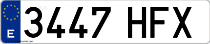 Ejemplo de matrícula de coche ordinaria 3447 HFX