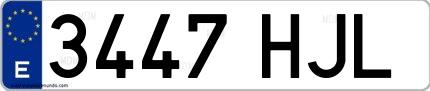 Ejemplo de matrícula española 3447 HJL