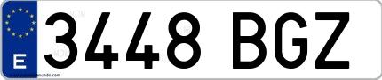 Ejemplo de matrícula española 3448 BGZ