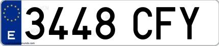 Ejemplo de matrícula española 3448 CFY