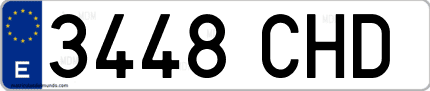 Ejemplo de matrícula de coche ordinaria 3448 CHD