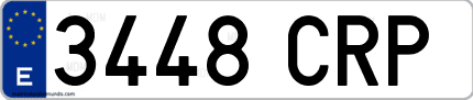 Ejemplo de matrícula de coche ordinaria 3448 CRP