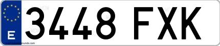 Ejemplo de matrícula española 3448 FXK