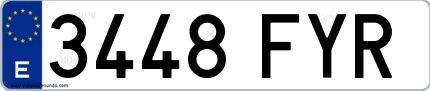 Ejemplo de matrícula española 3448 FYR