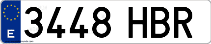 Ejemplo de matrícula de coche ordinaria 3448 HBR
