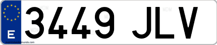 Ejemplo de matrícula de coche ordinaria 3449 JLV