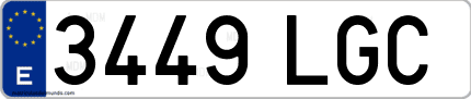 Ejemplo de matrícula de coche ordinaria 3449 LGC