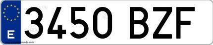 Ejemplo de matrícula española 3450 BZF