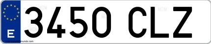 Ejemplo de matrícula española 3450 CLZ
