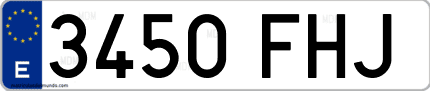 Ejemplo de matrícula de coche ordinaria 3450 FHJ
