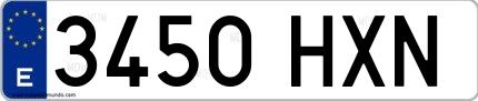 Ejemplo de matrícula española 3450 HXN