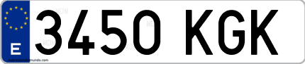Ejemplo de matrícula de coche ordinaria 3450 KGK