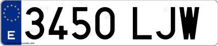 Ejemplo de matrícula de coche ordinaria 3450 LJW