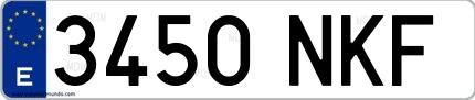 Ejemplo de matrícula española 3450 NKF
