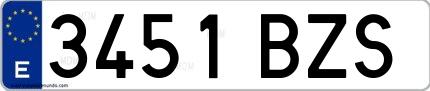 Ejemplo de matrícula española 3451 BZS