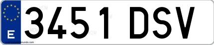 Ejemplo de matrícula española 3451 DSV