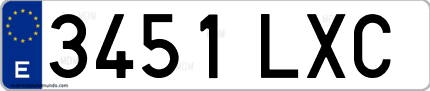 Ejemplo de matrícula de coche ordinaria 3451 LXC