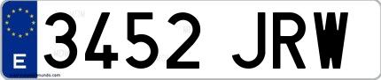 Ejemplo de matrícula española 3452 JRW
