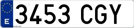 Ejemplo de matrícula española 3453 CGY