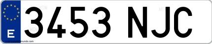 Ejemplo de matrícula española 3453 NJC