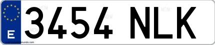 Ejemplo de matrícula española 3454 NLK
