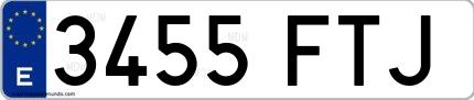 Ejemplo de matrícula española 3455 FTJ