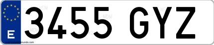 Ejemplo de matrícula española 3455 GYZ