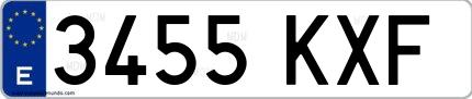 Ejemplo de matrícula española 3455 KXF