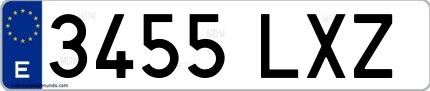 Ejemplo de matrícula española 3455 LXZ