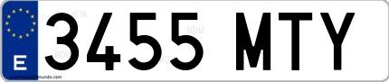 Ejemplo de matrícula española 3455 MTY