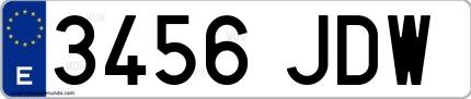 Ejemplo de matrícula española 3456 JDW