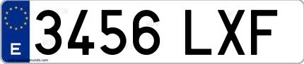 Ejemplo de matrícula española 3456 LXF