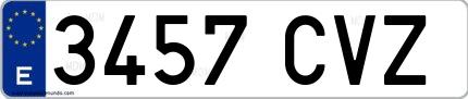 Ejemplo de matrícula española 3457 CVZ