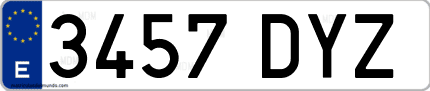 Ejemplo de matrícula de coche ordinaria 3457 DYZ
