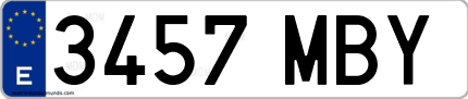 Ejemplo de matrícula de coche ordinaria 3457 MBY