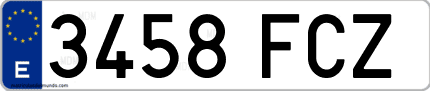 Ejemplo de matrícula de coche ordinaria 3458 FCZ