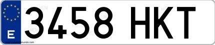 Ejemplo de matrícula española 3458 HKT