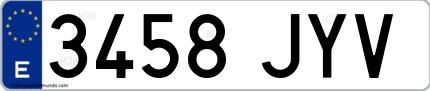 Ejemplo de matrícula española 3458 JYV